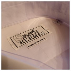Hermès-Chemise droite col droit popeline-Bianco