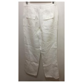 Melissa Odabash-Pantaloni di lino-Bianco