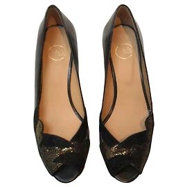 Des Petits Hauts Heels Black Golden
