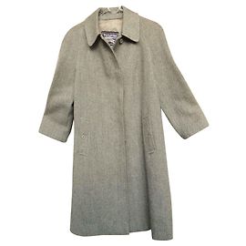 Abrigo vintage Burberry en tweed Shetland 38 Gris