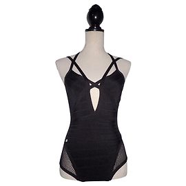 Herve Leger Bandage Badeanzug Schwarz Schwarz