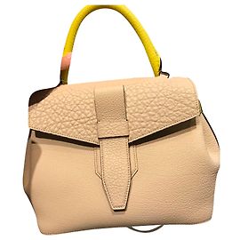 Lancel Charlie Handbag Beige Leather Beige