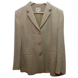 Armani Collectioni Wool Blazer Beige Beige