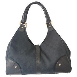 Gucci Bardot canvas handbag black Black