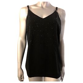 Autre Marque Top sem mangas Lucia de seda preto com brilho Preto
