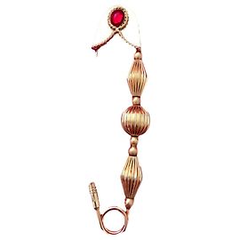 Gianfranco Ferré Gold Plated Brooch with Ruby Glass Cabochon Golden