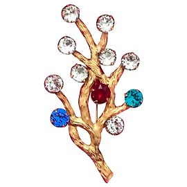 Autre Marque Broche Van Dell Branche Dorée Pierres Colorées Doré