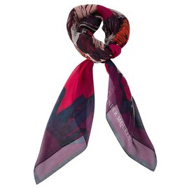 Alexander Mcqueen-Birdy Skull Scarf-Pink,White,Orange,Purple,Dark blue