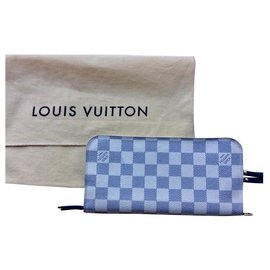 Louis Vuitton-Louis Vuitton carteira longa modelo Damier Azur "Incomum"-Azul,Bege