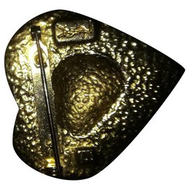 Yves Saint Laurent-Ysl brooch-Golden