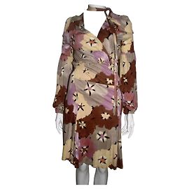M Missoni Patterned Viscose Jersey Long Sleeve Dress Multiple colors