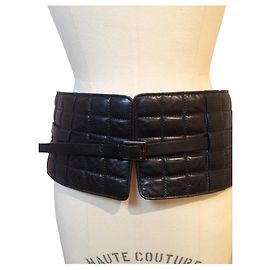 Wide quilted CHANEL belt Black