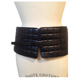 Chanel-Cinturón ancho CHANEL acolchado-Negro