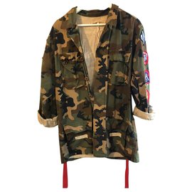 Off White Off-White Camouflage Patch Cargo Jacket Khaki Cotton Khaki