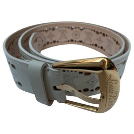 Louis Vuitton Ledergürtel Spitze Eggshell Aus weiß