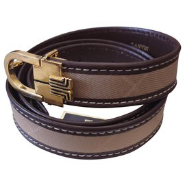 LANVIN Gürtel Beige Dunkelbraun