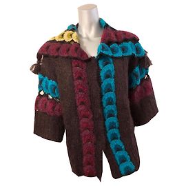 Kenzo Weste aus Mohair in Braun mit Multicolormuster Braun