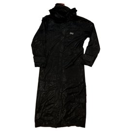 D&G-D & G Dolce Gabbana Maxi chaqueta de lluvia con capucha negro-Negro