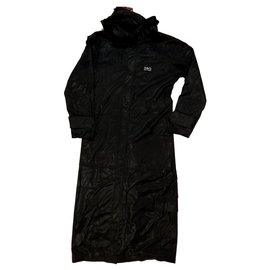 D&G-D & G Dolce & Gabbana Maxi Hooded Rain Jacket Black-Black