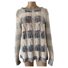 J.Crew Malha de Algodão Cinza Creme Cinza Creme