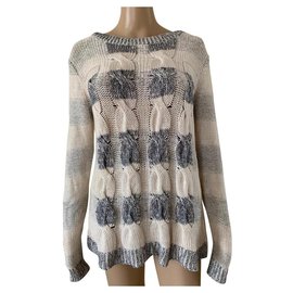 J.Crew Strickware aus Baumwolle Grau Creme Grau Creme