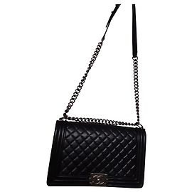 Borsa Chanel Boy in pelle di agnello nera Nero