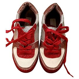 Stella Mc Cartney Tênis Stella McCartney Kids de couro branco e vermelho Branco Vermelho