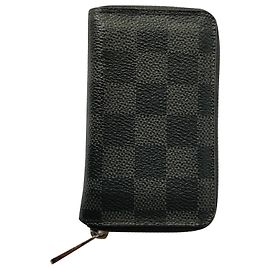 Louis Vuitton Zip Around Wallet Black Leather Black