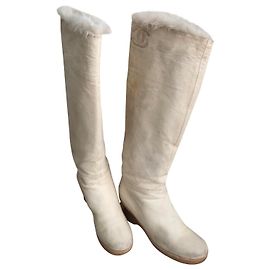 Chanel Bottes fourrées Blanc