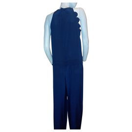 Red Valentino-Silk jumpsuit-Navy blue