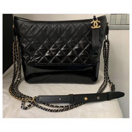 Chanel-GABRIELLE de CHANEL large hobo bag IN BLACK DEGRADE LEATHER-Black