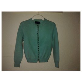 Balmain-BALMAIN Cashmere turtleneck knit Sweater-Turquoise