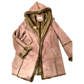 Balmain hooded coat synthetic leather light brown Light brown