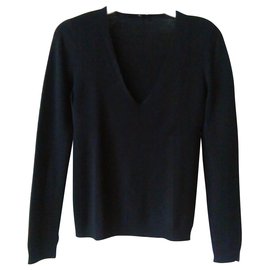 Gucci-JERSEY DE PUNTO DE CASHMERE CON CUELLO EN V DE GUCCI-Negro