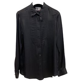Lanvin Camicia da smoking in twill di seta Nero