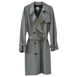 Hermès Trench coat de lã e seda Cinza