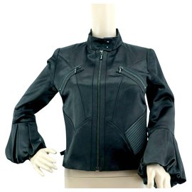 Barbara Bui-Bell sleeved satin jacket-Black