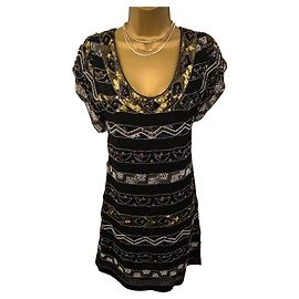 French Connection Vestidos Preto Branco Dourado Azul marinho