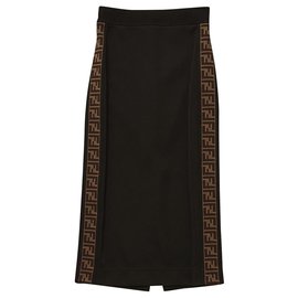 Fendi-Fendi Jersey Skirt with logo NEW-Black