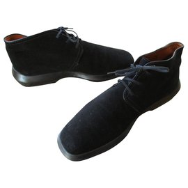 Tod's-TOD'S, botas de piel de becerro de terciopelo negro, 38,5.-Negro