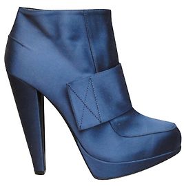 Botas de couro e cetim Lanvin 39 Azul