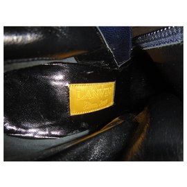 Lanvin-Lanvin cuero y botas de raso 39-Azul