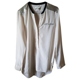 Top de seda Sandro color eggshell Blanco roto