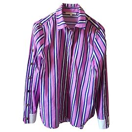 Camisa Maje de algodão rosa e azul claro Rosa Azul claro