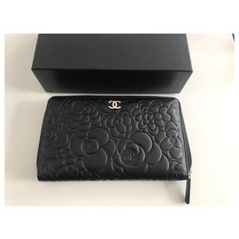 Chanel-Chanel wallet Camellia , black lamb , neuf-Black