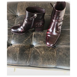 Chanel-Ankle Boots-Dark red