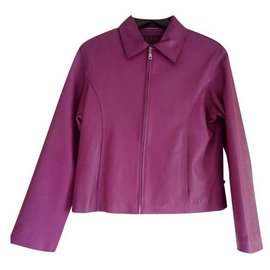 Autre Marque-Purple leather women's jacket-Purple