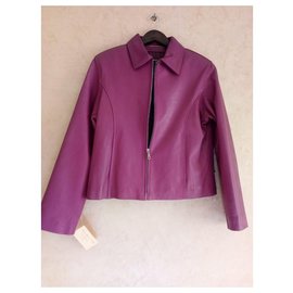 Autre Marque-Chaqueta de cuero morada para mujer-Púrpura