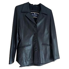 Autre Marque Black leather jacket 4 buttons Black