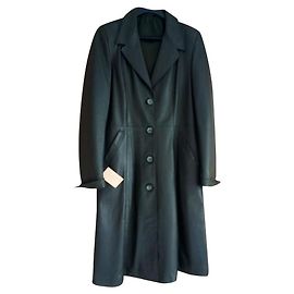 Autre Marque Khaki grüner Ledermantel Khaki